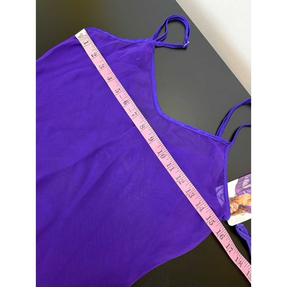 Shirley of Hollywood Purple Sheer Chemise & Thong Panty Size Small - Picture 9 of 10